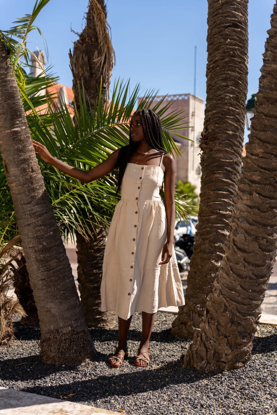 Strap Linen Midi Dress - Image 2
